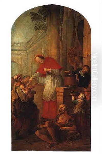 St. Carlo Borromeo Giving Alms To The Poor - view 1