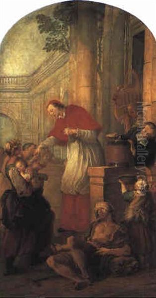 St. Carlo Borromeo Giving Alms To The Poor - view 1