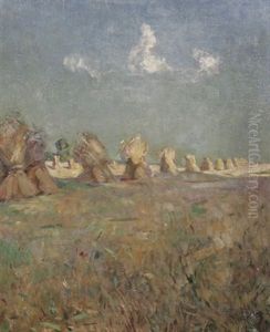 Feldeinsamkeit. Blick Auf Ein Feld Mit Garben by Erich Dummer