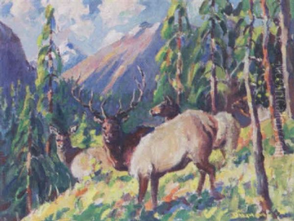 Elk On A Mountainside - view 1