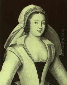 Portrait Of A Lady Wearing A White Lace Bonnet