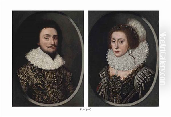 Portrait Of Frederick V Of Bohemia, The Winter King, Elector Palatine (1596-1632) And Portrait Of Elizabeth, Queen Of Bohemia (1596-1662) (pair) - view 1