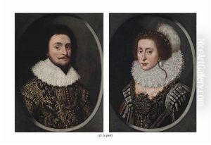 Portrait Of Frederick V Of Bohemia, The Winter King, Elector Palatine (1596-1632) And Portrait Of Elizabeth, Queen Of Bohemia (1596-1662) (pair) by Pierre Dumonstier the Younger