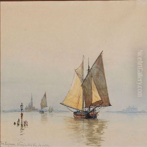Sejlskibe I Lagunen Ud For Venedig by Vilhelm Karl Ferd. Arnesen