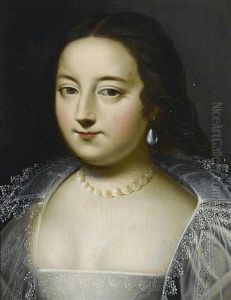 A Portrait Of A Lady Wearing A Pearl Necklace