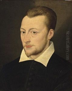 A Portrait Of A Gentleman, Bust Length, Wearing A Black Coat With A White Collar