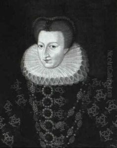 Portrait Of A Lady, Half-length, Wearing A Black Dress      Adorned With Gems And Pearls, A White Ruff And Jewels In