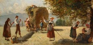 Bauern Beim Einbringen Des Heus by Alfred-Paul-Emile-Etienne Dumont