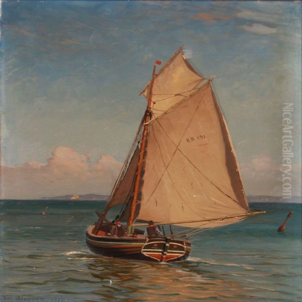 Seascape With S Sailing Boat With Two Men And A Boy - view 1