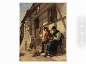 Young Farmers Couple by Alfred-Paul-Emile-Etienne Dumont