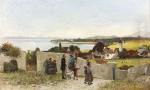 Begegnung Am Weinberg by Alfred-Paul-Emile-Etienne Dumont