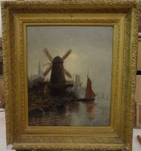 Moulins En Hollande by Charles Dumont