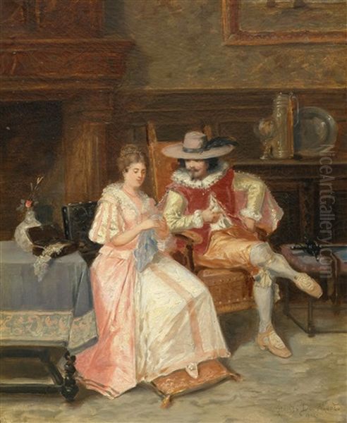 Noble Couple In Historical Costume In An Interior - view 1