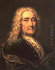 Portrait De Monsieur Bocque, En Buste, Portant Une Perruque Et Une Veste Bleue