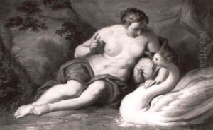 Leda Et Le Cygne by Jean (le Romain) Dumont