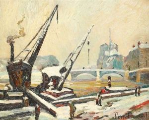 Hiver, Paris La Seine A Notre Dame by Pierre Dumont