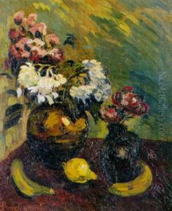 Stilleben Mit Blumenstraussen Und Zitrone