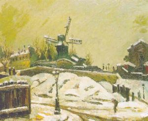 Moulin De La Galette Sous La Neige by Pierre Dumont