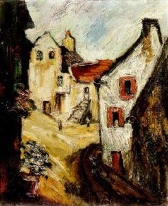 A Village Street With Houses by Pierre Dumont