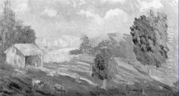 Feldlandschaft Mit Grasenden Kuhen - view 1