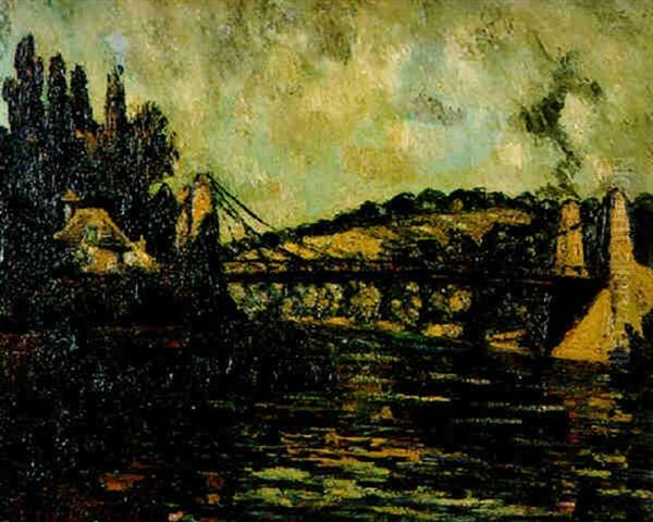 Franzosische Fluslandschaft Mit Hangebrucke - view 1