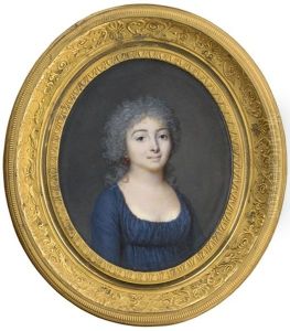 Portrait Einer Dame Im Dunkelblauen Empirekleid by Francois Dumont