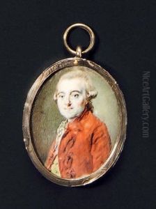Portrait D'homme En Buste De Trois-quarts Vers La Gauche, Presque De Face, En Habit De Soie Ocre A Gilet Jaune Et Chemise A Jabot De Dentelle Portant Une Perruque A Marteaux by Francois Dumont