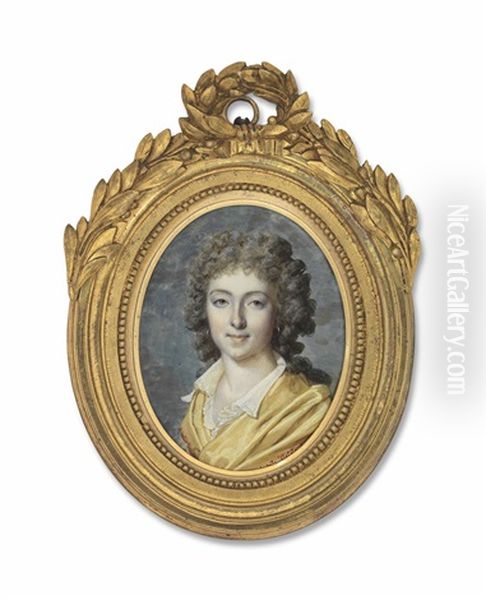 A Young Lady, In Yellow Shawl, White Collar, Powdered Hair - view 1