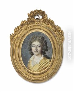 A Young Lady, In Yellow Shawl, White Collar, Powdered Hair by Francois Dumont