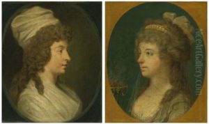 Portrait Of A Young Lady In Profile; Portrait Of A Young Lady In The Guise Of A Vestal Virgin (pair) by Francois Dumont