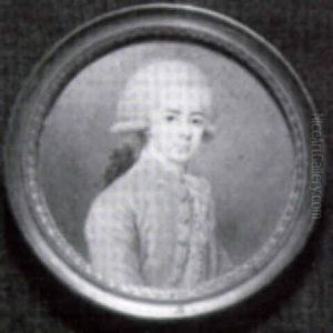 Portrait Of A Gentleman In Embroidered Blue Coat, And Powdered Short Curly Wig With Black Ribbons