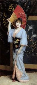 Young Beauty In A Kimono by Emile Dumoulin