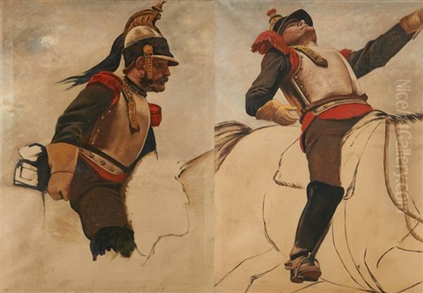 Esquisses Pour Le Panorama De La Bataille De Waterloo (soldats Francais) (2 Sketches) - view 1