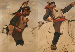 Esquisses Pour Le Panorama De La Bataille De Waterloo (soldats Francais) (2 Sketches) by Louis-Jules Dumoulin