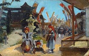 Koi Nobori (fete Des Garcons) A Kyoto by Louis-Jules Dumoulin