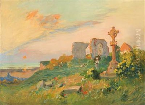 Landscape In Brittany At Sunset - view 1