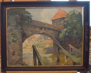 Le Pont Sur La Pegnitz A Nuremberg by Louis-Jules Dumoulin