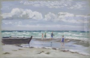Kinder Am Strand Von Hiddensee by Clara Arnheim