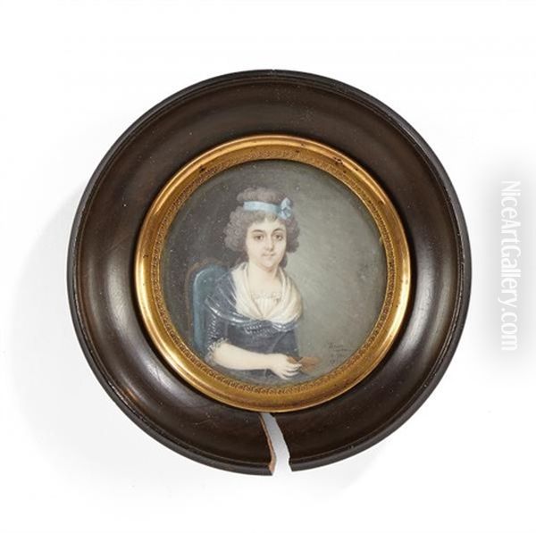 Portrait De Jeune Femme Tenant Une Tabatiere En Or - view 1