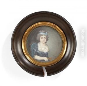 Portrait De Jeune Femme Tenant Une Tabatiere En Or by Nicolas-Francois Dun