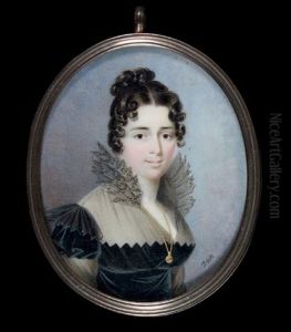 Portrait D'une Jeune Femme En Robe Noire Et Col De Dentelles, Portant Une Chaine En Or Avec Un Pendentif Vinaigrette by Nicolas-Francois Dun