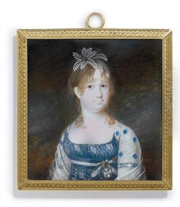 Infanta Maria Isabella Of Spain In White-embroidered Blue Dress