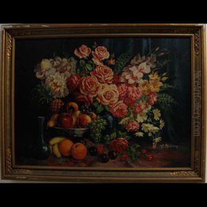 Still Life - Fruit And Flowers by Elly Arnheim