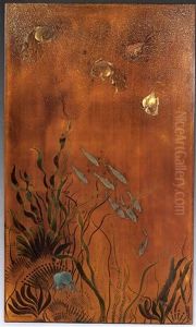 Panneau Aux Motifs De Poissons Et Vegetaux Aquatiques by Jean Dunand