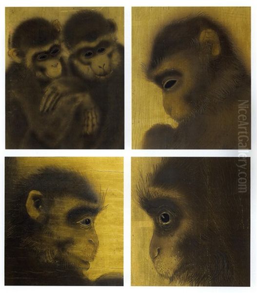 Singes S'amusant Dans Les Arbres (in 8 Sections) - view 1