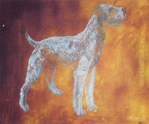 Fox Terrier Blanc Sur Fond Rouge by Jean Dunand