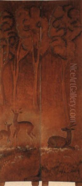 Decor De Biche Et De Cerf Dans La Foret - view 1