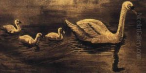 Cygne Et Ses Trois Petits by Jean Dunand