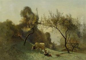 Hirtenknabe Mit Einer Kuh by Jacques Dunant
