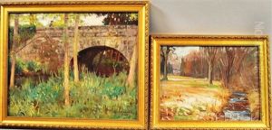 Two Landscapes: Old Bridge/moret-sur-loing/france by Harold C. Dunbar